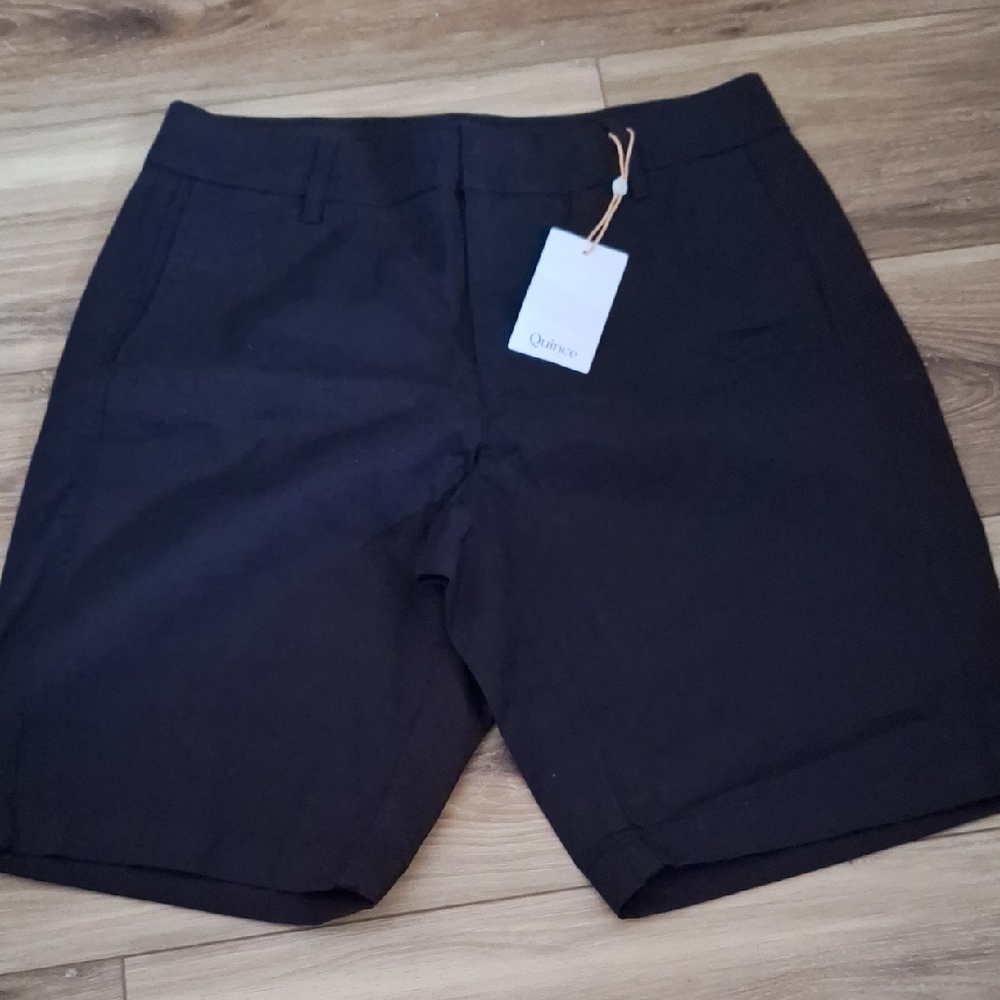 Quince Organic Stretch Cotton Chino Bermuda Shorts Black 8 NWT - Picture 2 of 4